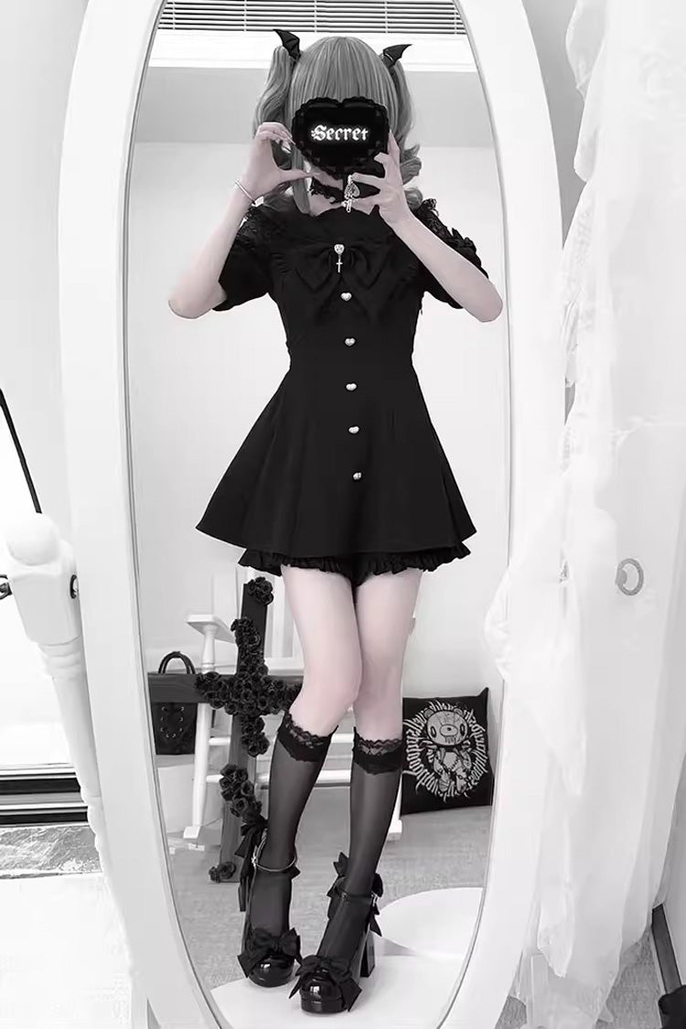 Ruffled Bow Jirai Kei Dress and Shorts Set - Plus Size