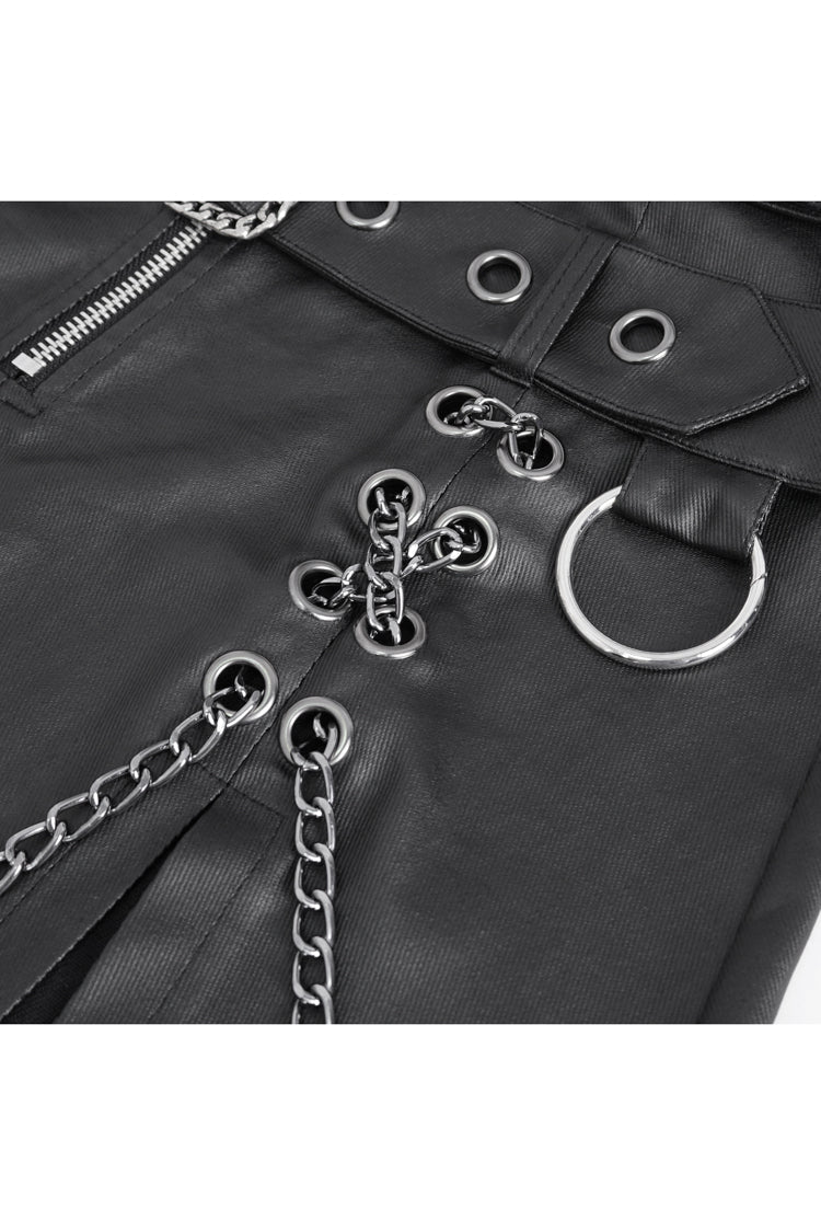 Gothic Skirt with Double Belt and Side Slit
