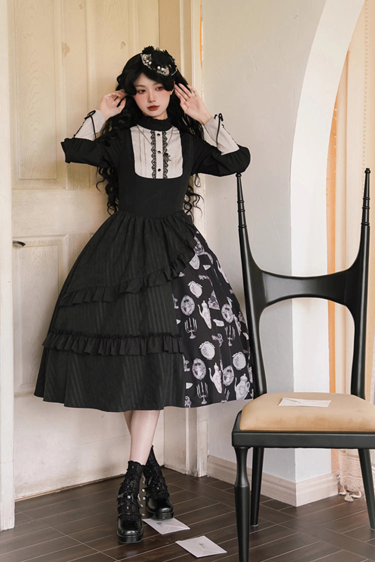 Autumn Winter Gothic JSK Dress with Lunar Eclipse Print