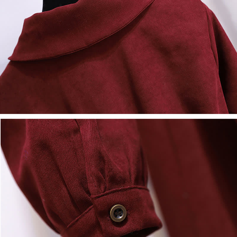 Rhombus Red Bow Print Knot Set Dress Vest