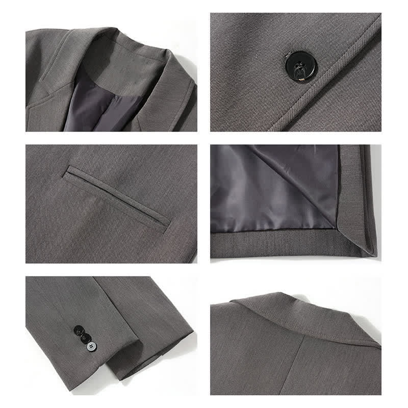 Dress Blazer Chic Lapel Pocket Embroidered Long