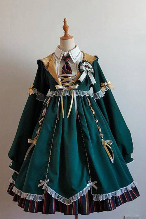 Black Gothic OP Dress Lolita Long Sleeves Alchemy Witch - Altfashion Shop