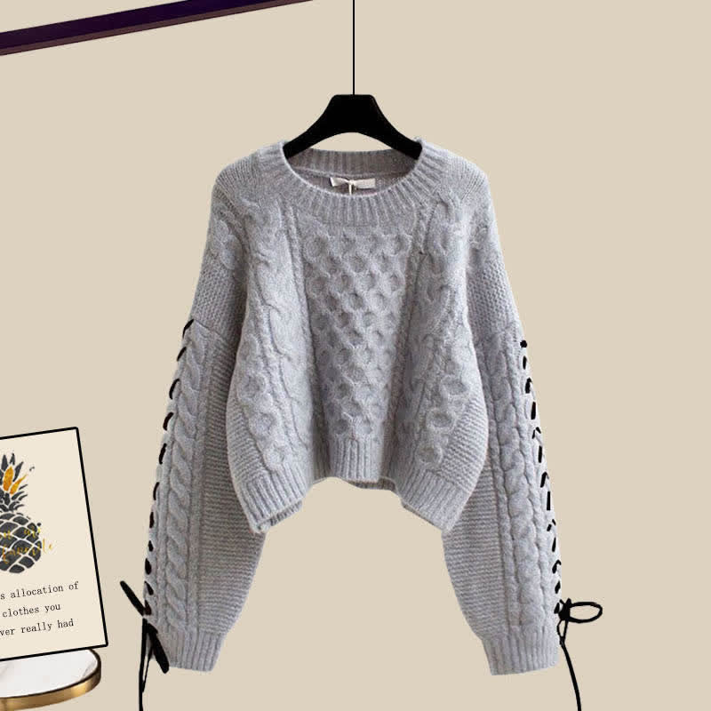 Dress Knit Cable Set Sweater Slip Sweet