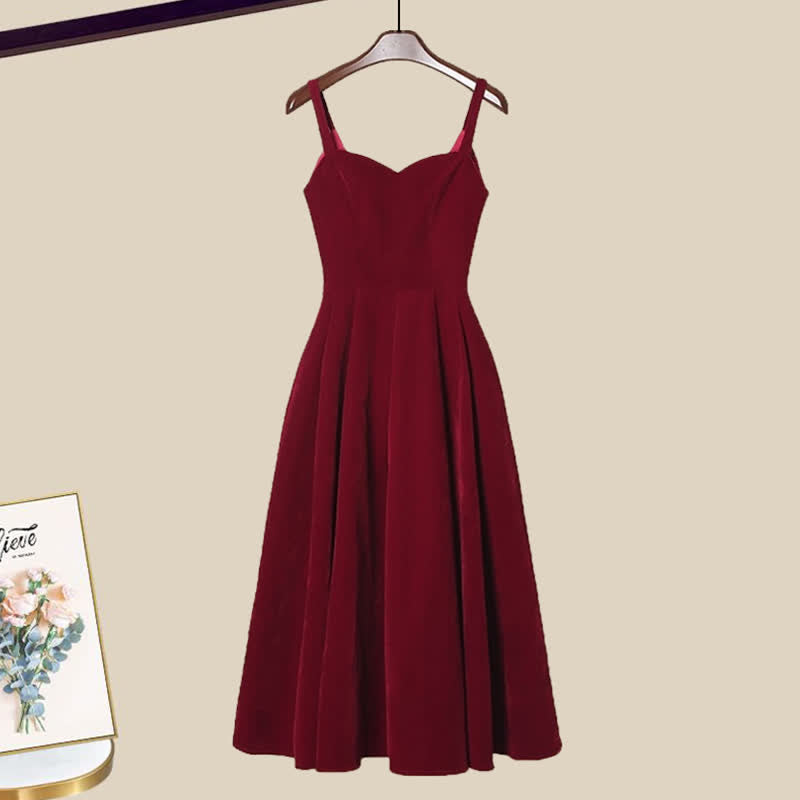 Knit W734 Elegant Dress Cross Fashion Sweater A-line Slip