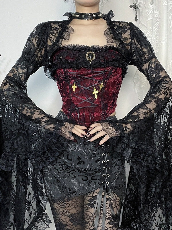 RUSSET GOTHIC LOLITA LACE BOLERO