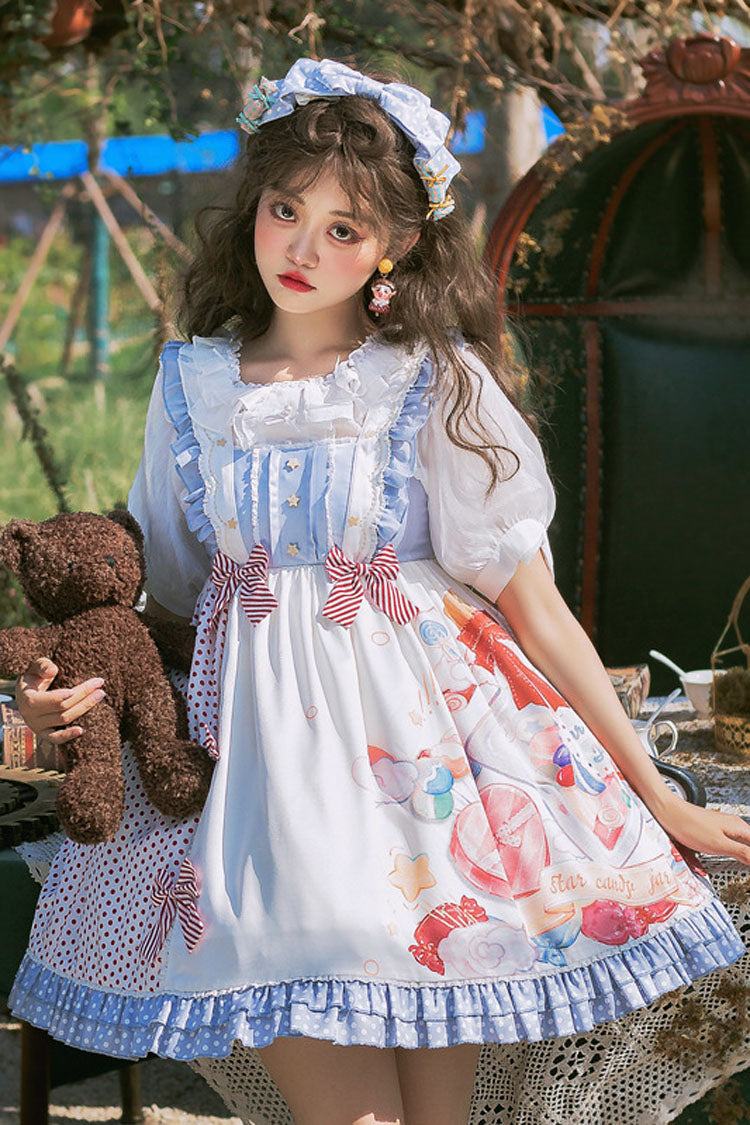 Candy-Print Star-Button Sweet Lolita JSK Dress
