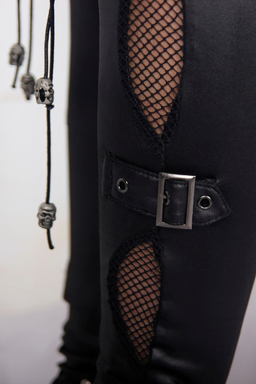 Gothic Cutout Faux Leather Lace-Up Slim Leggings