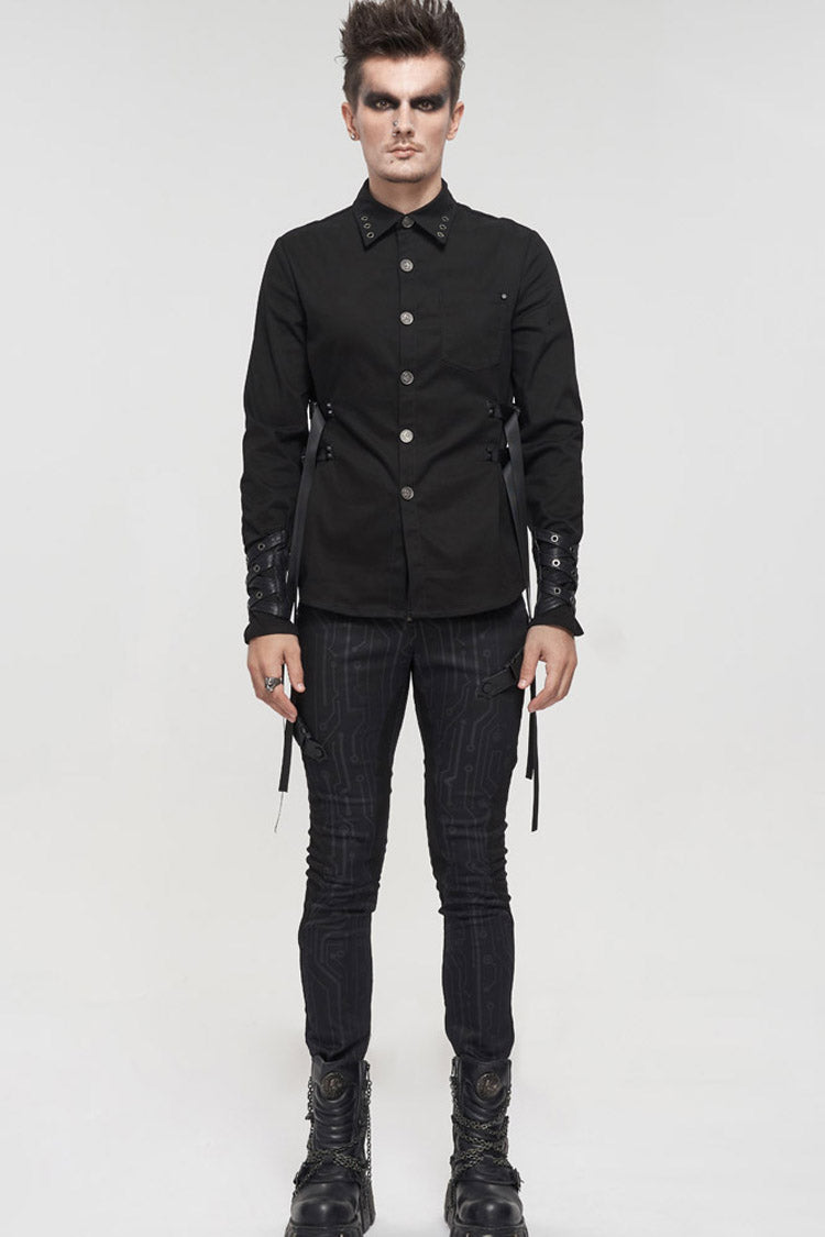 Mens Asymmetric Trousers with Circuit Print