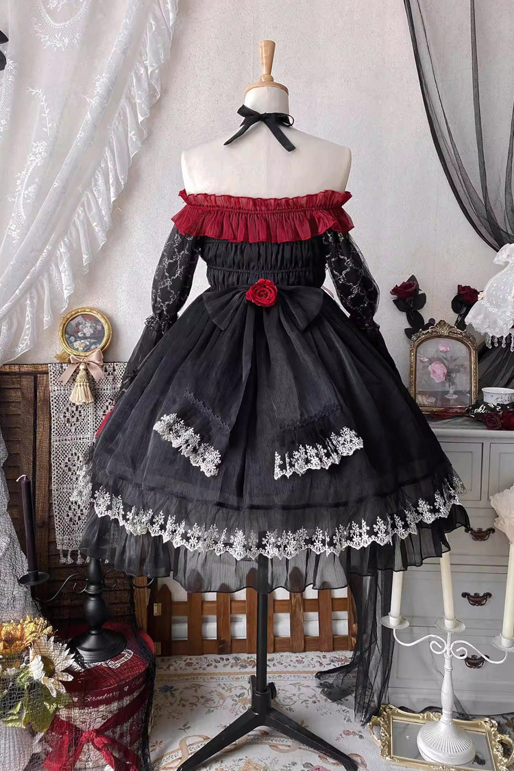 Perlia's Night Ruffled Open-Front Lolita Dress - Noir