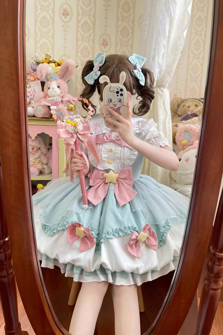 Little Wishing Star Ruffle Bowknot Jsk Dress - Sweet Lolita