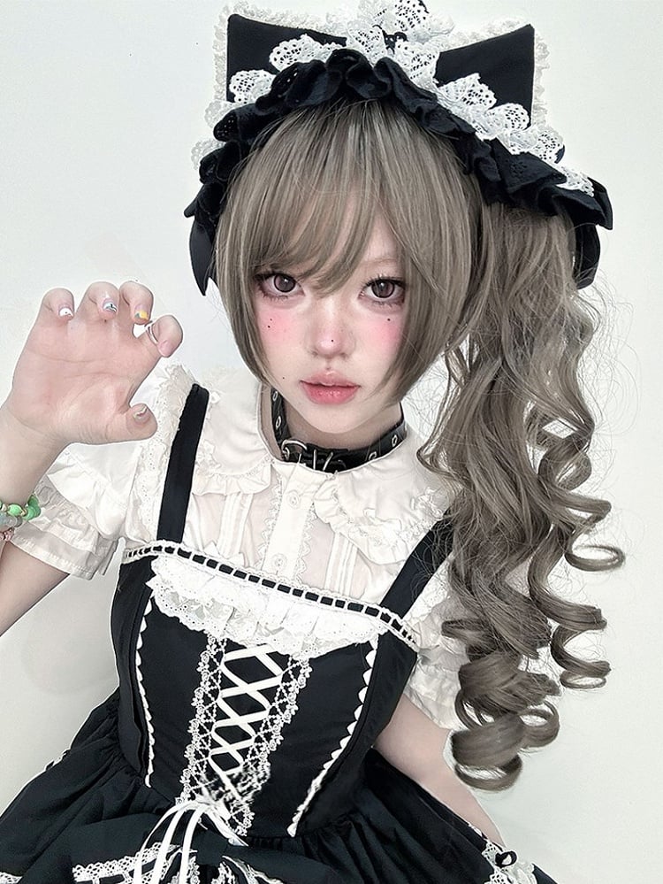 Brown 30CM Length Synthetic Wig With Long Double Ponytail Claw Clips