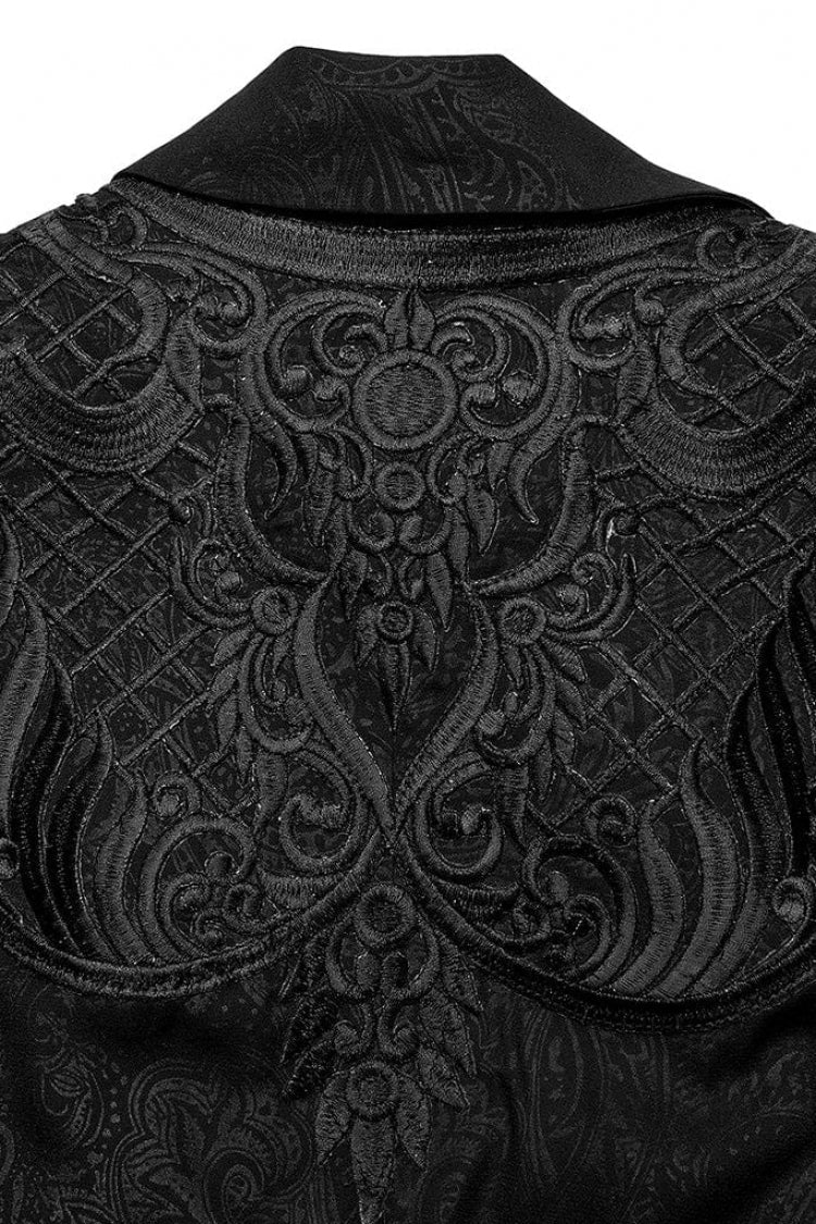 Lace Jacquard Gothic Cape with Lapel Collar and Mesh Details