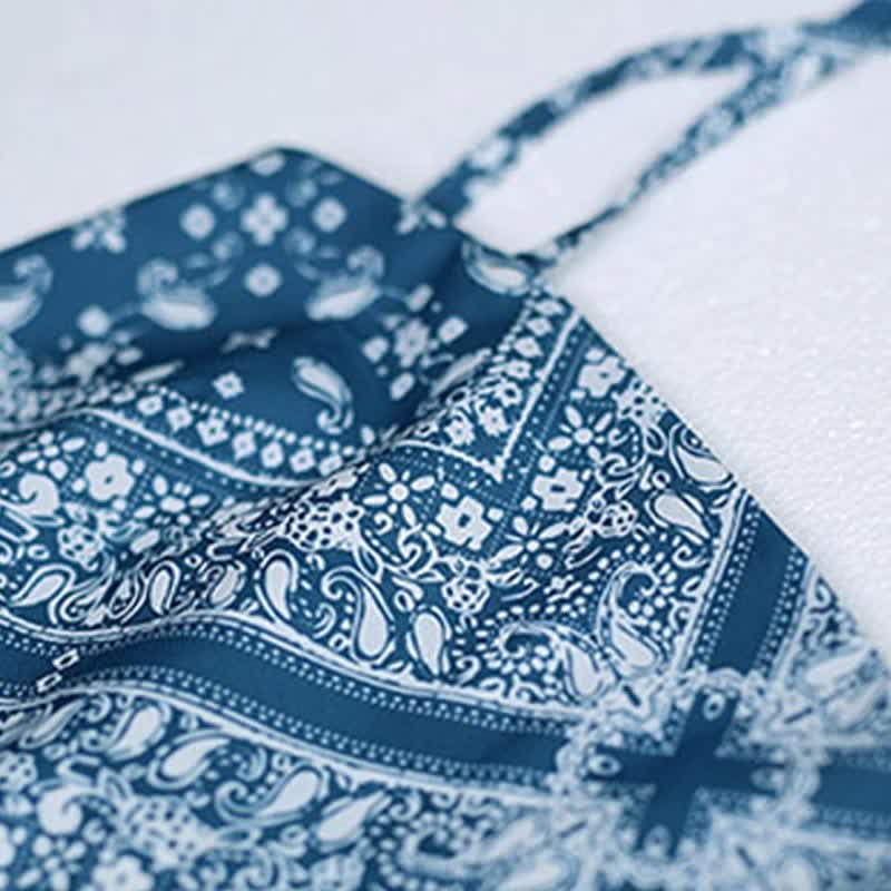 Print Set Bell Dress Slip Blue Cardigan Sleeve Floral