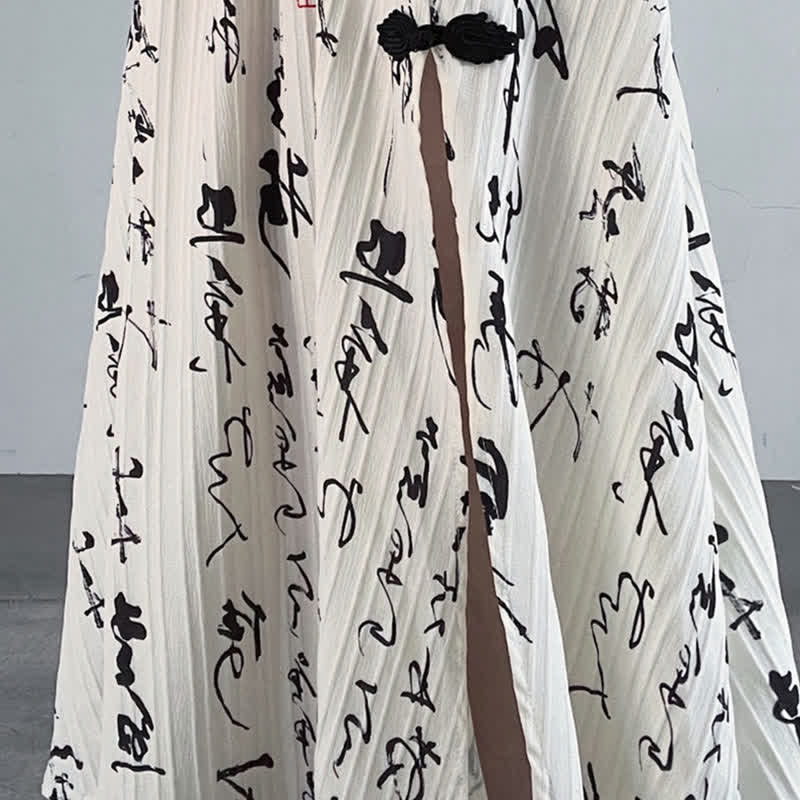 Jupe fendue élégante à imprimé personnage et boucle