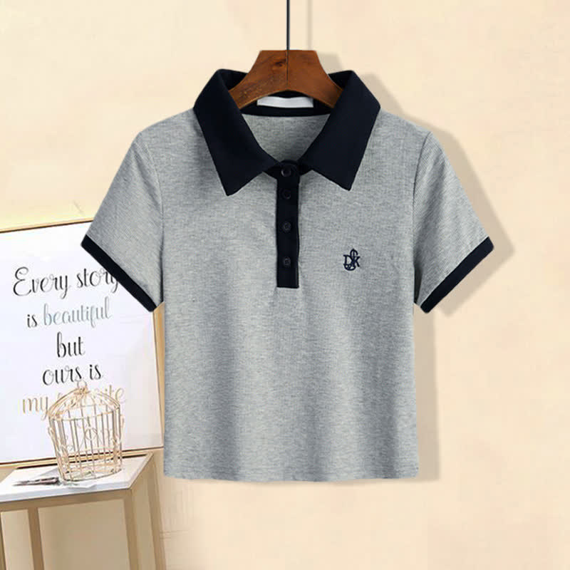 Blossom Skirt T-Shirt Print Split Polo Set