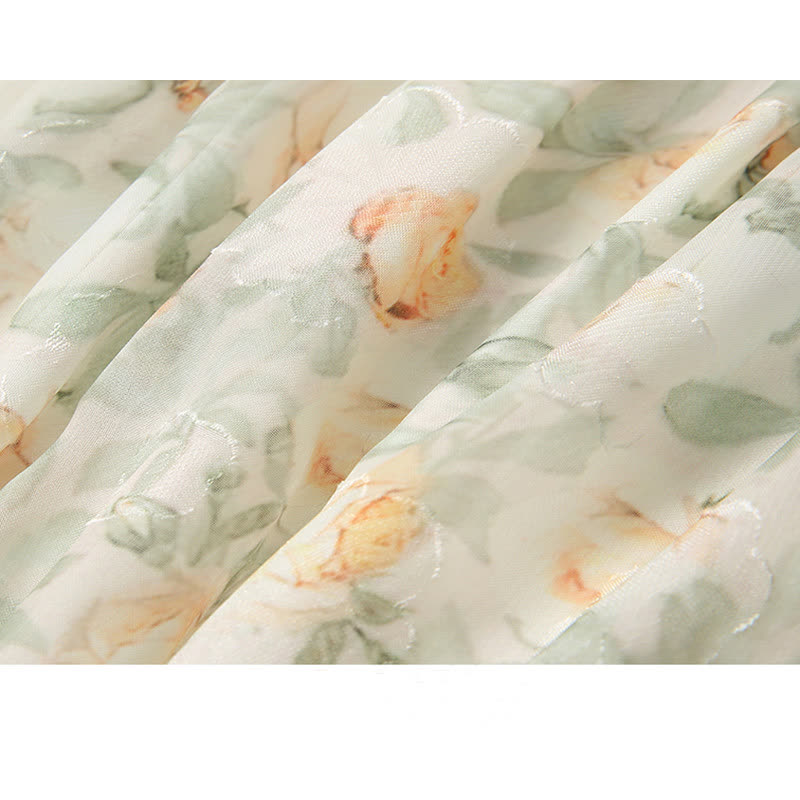 Pleated Floral Skirt Vintage Print Off T-shirt