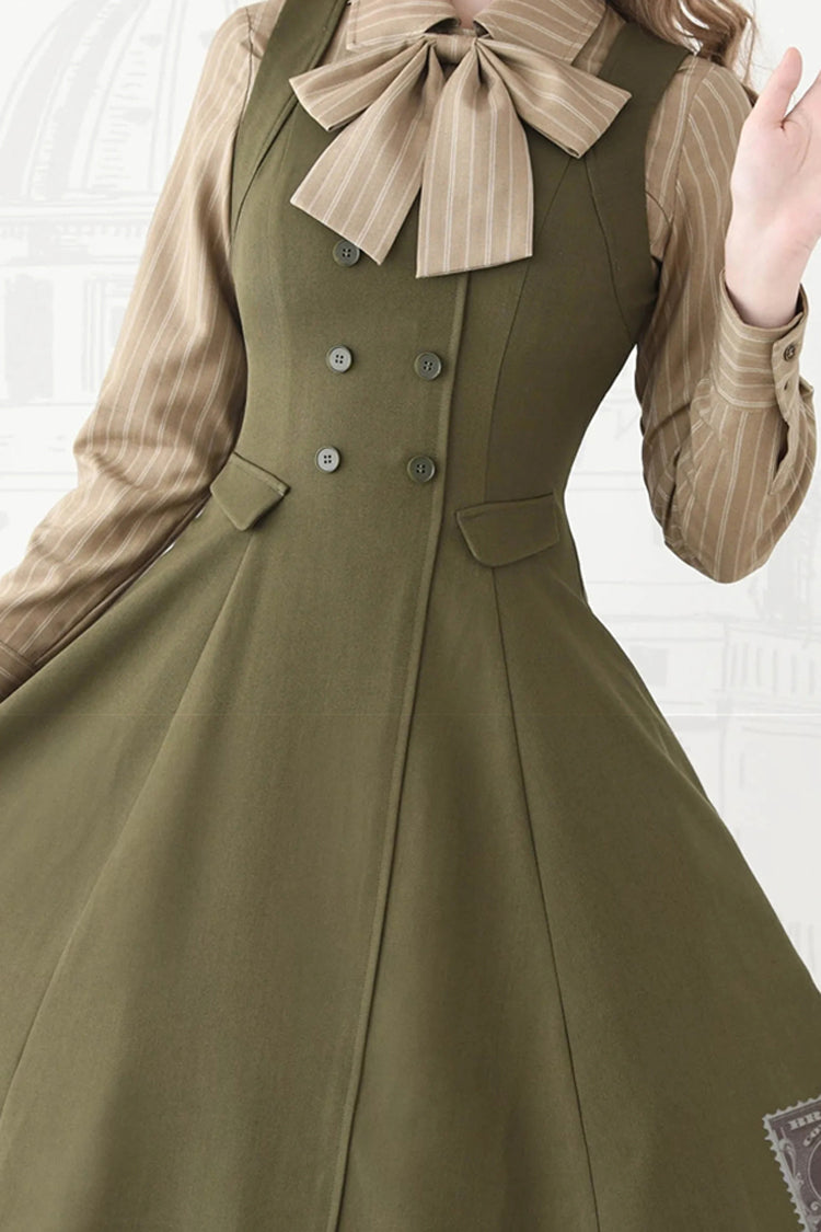 Emerald Misty Shirt Forest Square Collar Sleeveless Ruffled British Vintage Elegant Lolita JSK