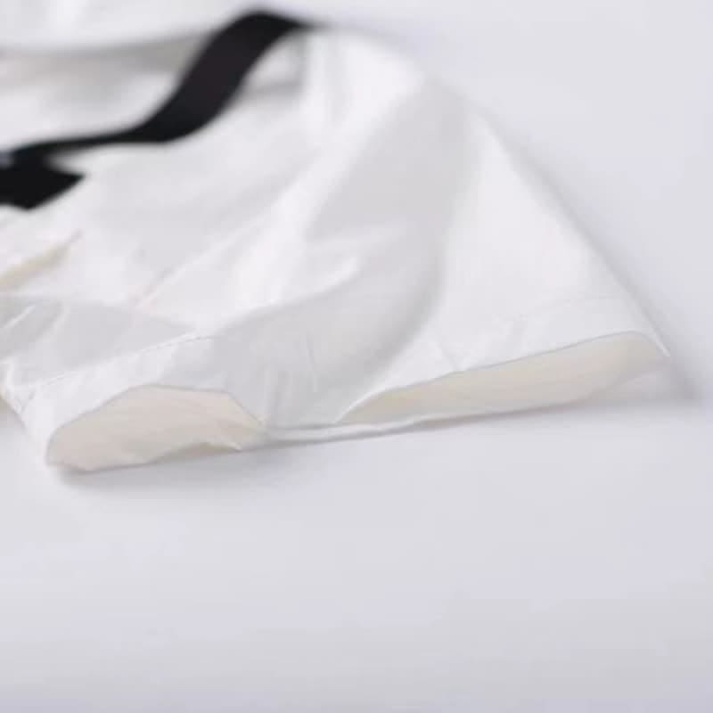 Strap T-Shirt Shorts Tie Lapel Pocket Wide Cargo Gothic