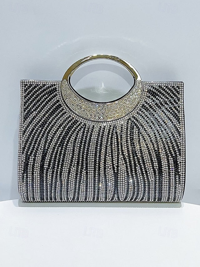 with – Round Handle Rhinestone Bag Women's Clutch Evening