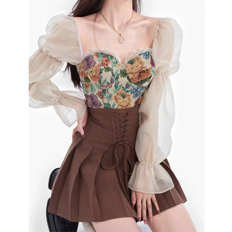 Elegant Renaissance Floral Outfit Set