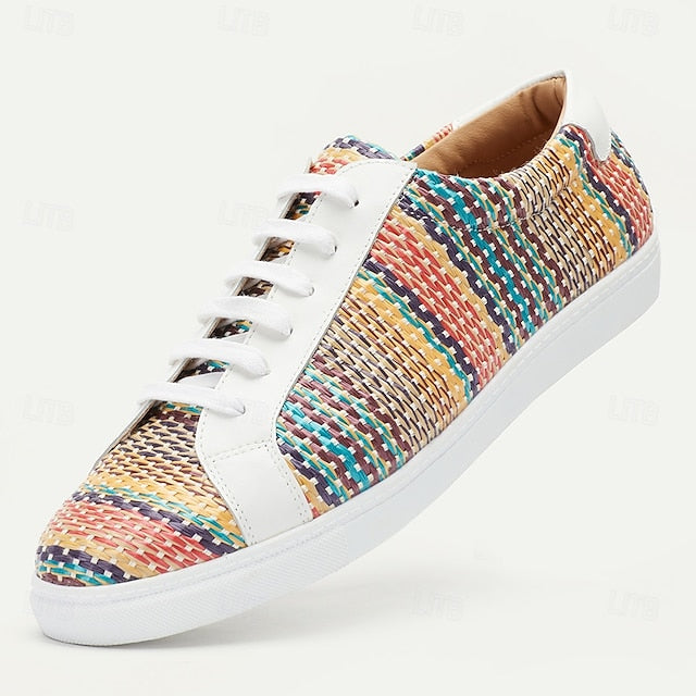 Men's Multicolor Woven Sneakers – Trendy Nylon Knit