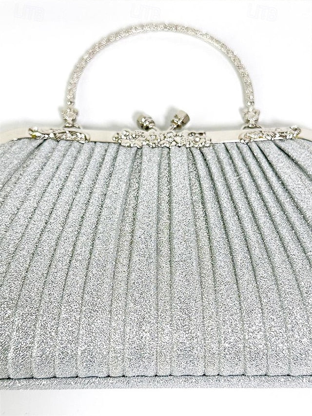 Purse Vintage Evening Clutch Women's Glitter with Pleated
