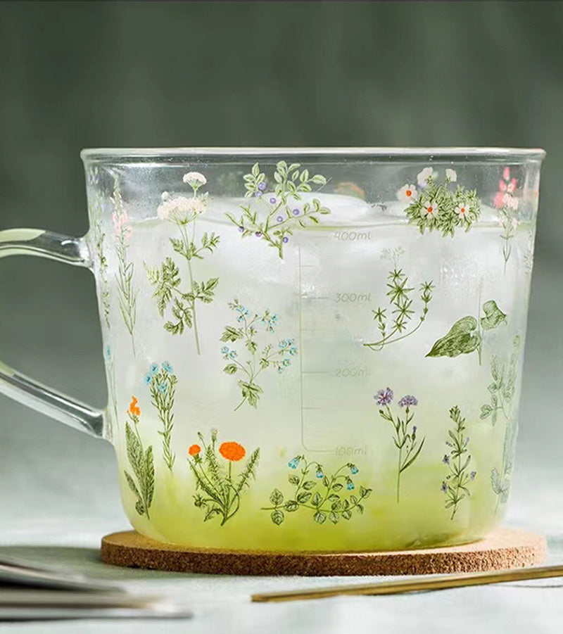 Beauty Wildflower Glass Cup