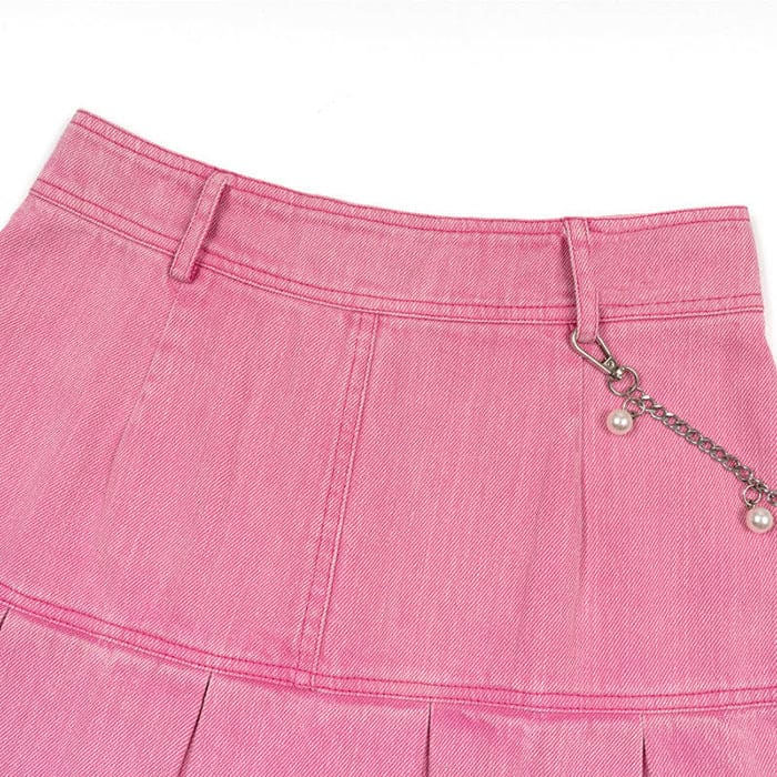 Y2K Pink Denim Skirt - Skirt