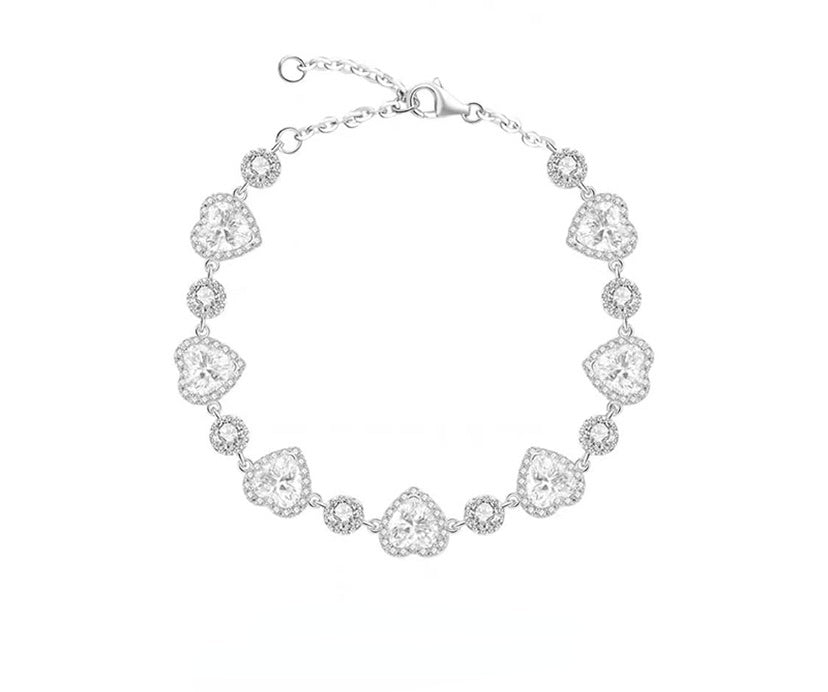 Cute Heart Bowknot Diamond Bracelet Heart Necklace - Heartzcore