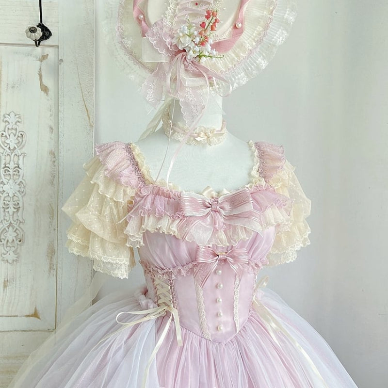 Pink Lily Vintage Style Lace-up Princess Lolita Dress MK19456