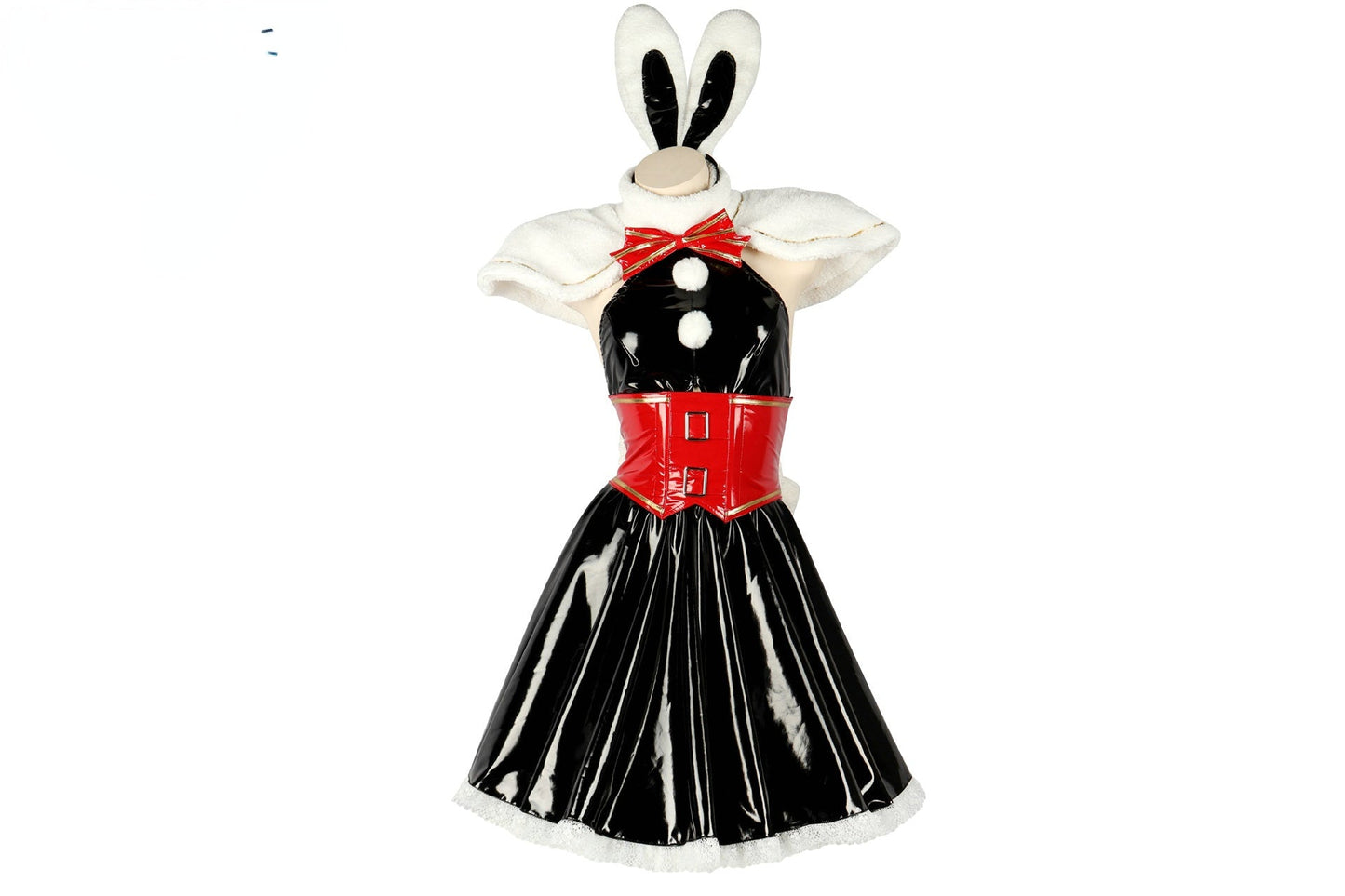 Cosplay-Kleid aus Leder mit Hasenohren