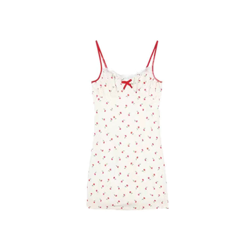 Red Sweater White Cherries Dress Outfit ON965