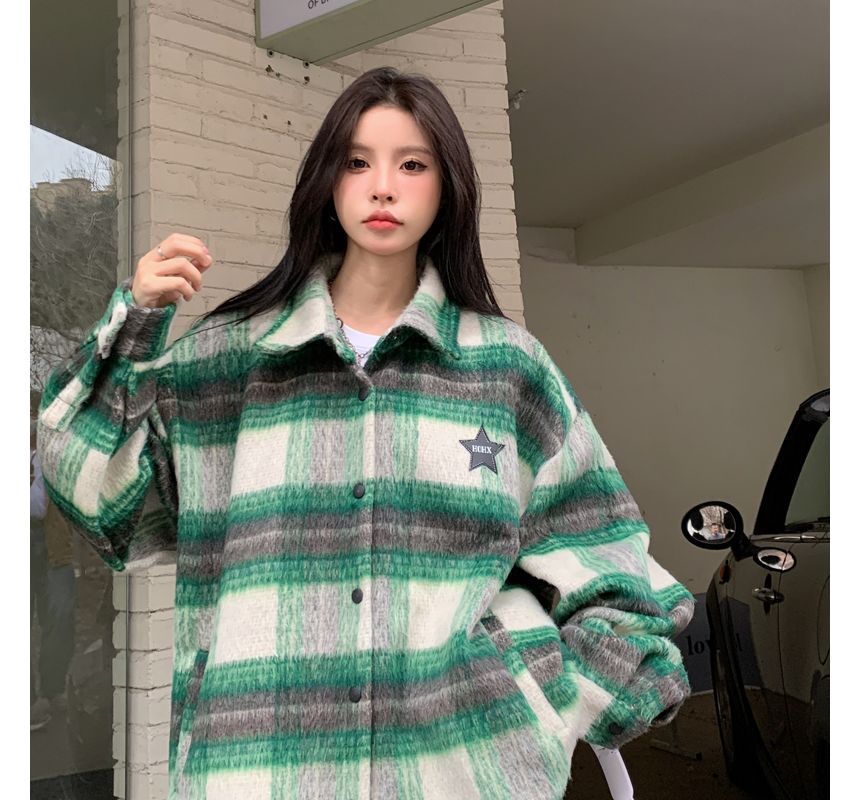 Veste à carreaux avec boutons-pression OF5