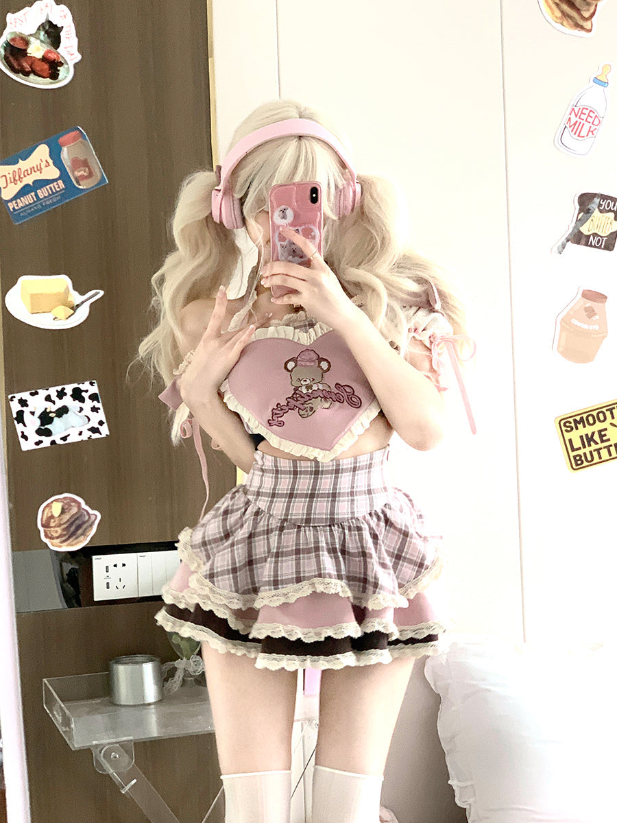 Kawaii Pastell Süßes Mädchen Bär Outfit ON934