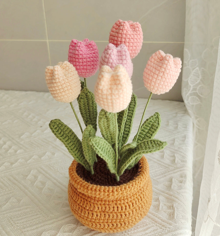 Décoration de pot de tulipe tricotée à faire soi-même MK18502