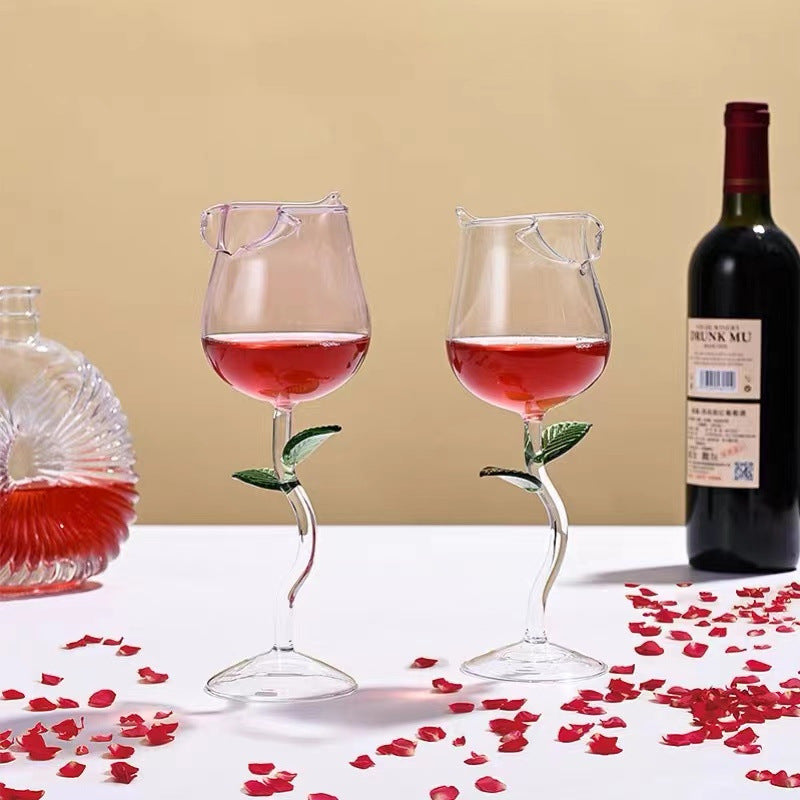 Rose Flower Wine Glass Goblet - Heartzcore