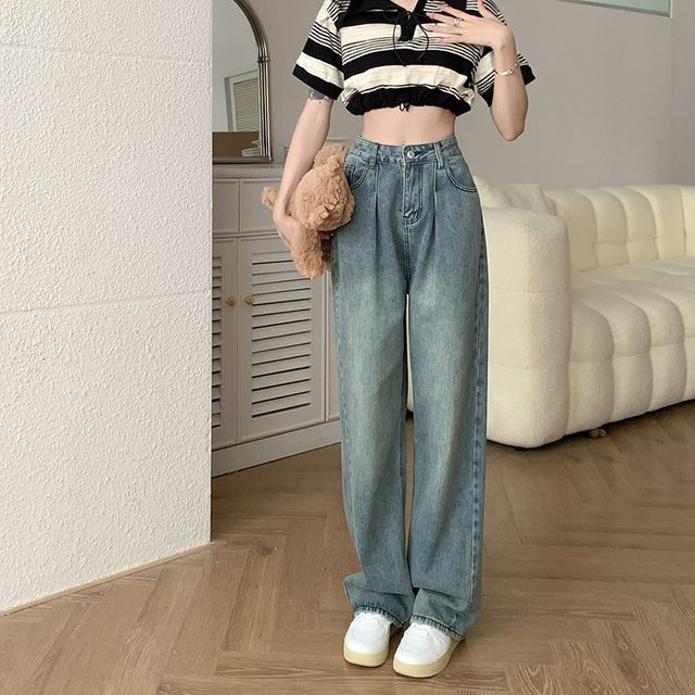 Jeans mit hoher Taille und weitem Bein WI50