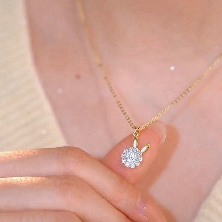 Cute Bunny Rotatable Necklace