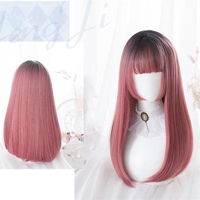 Black Mixed Pink Ombre Lady Cosplay Wig MK15653 - mkkawaiishop