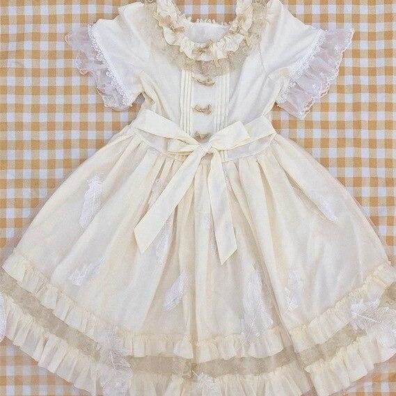 Cute Lolita Ruffled Collar Bow Tulle Layered Princess Dress SP15421 - mkkawaiishop