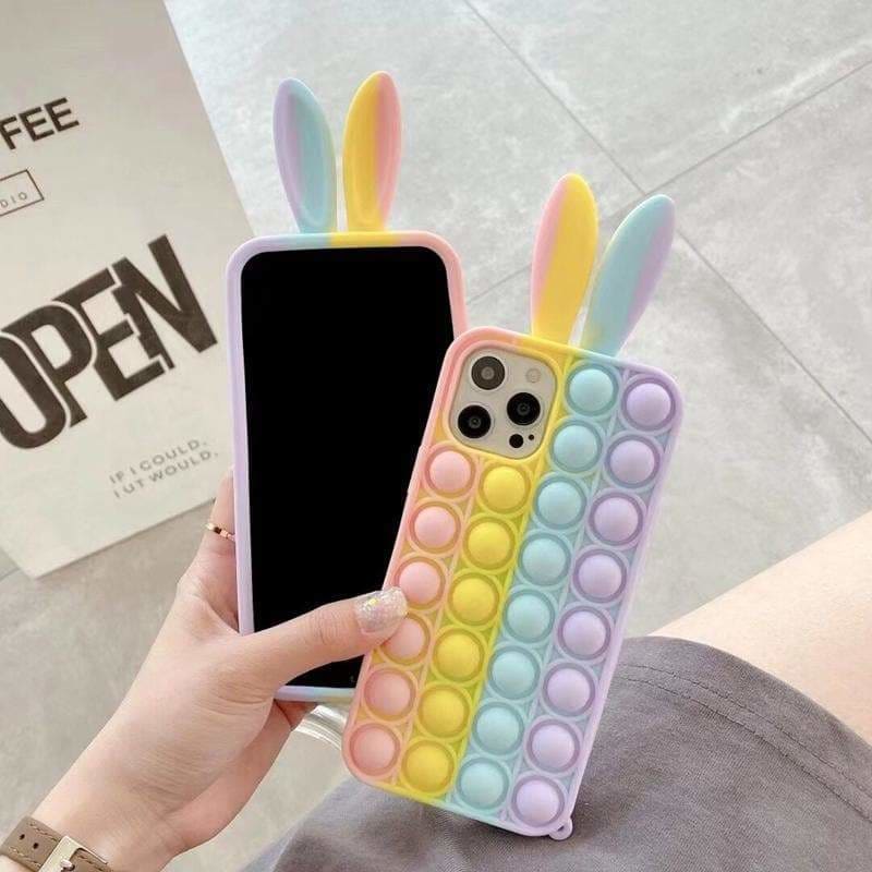 Cute Pastel Rabbit Ears Rainbow Bunny Phone Case MM1759 -