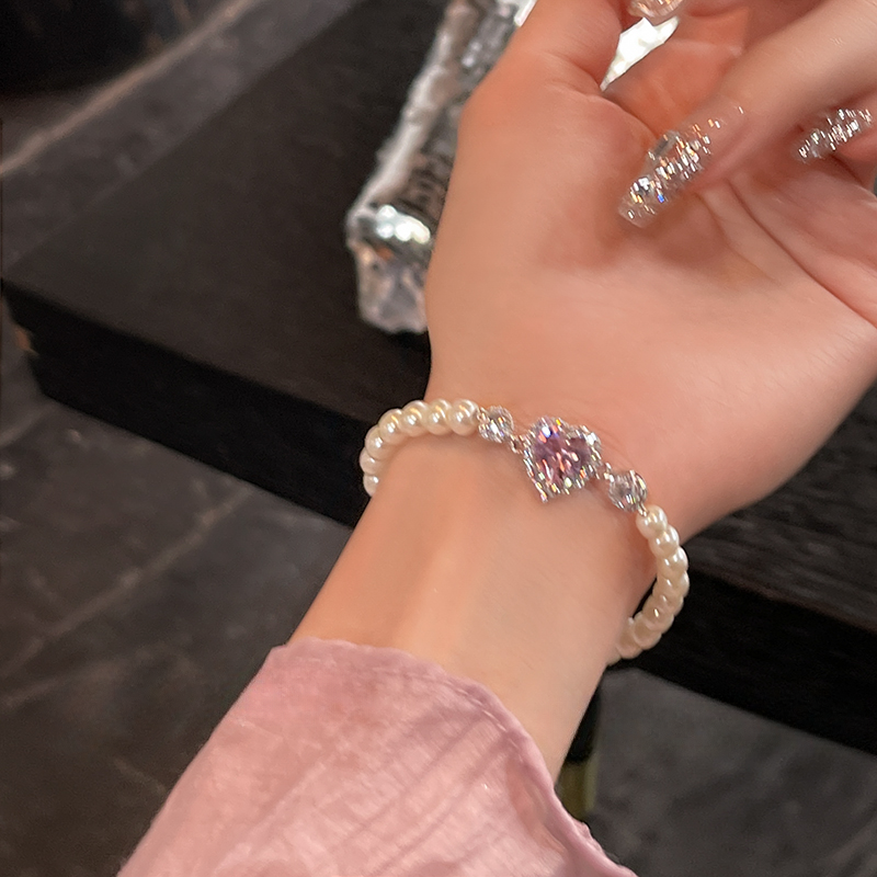 Pink Diamond Pearl Love Bracelet - Heartzcore
