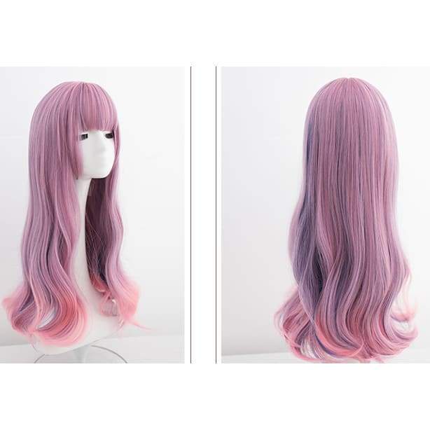 Pink Purple Mixed Color Long Curly Wig MK16263 - mkkawaiishop