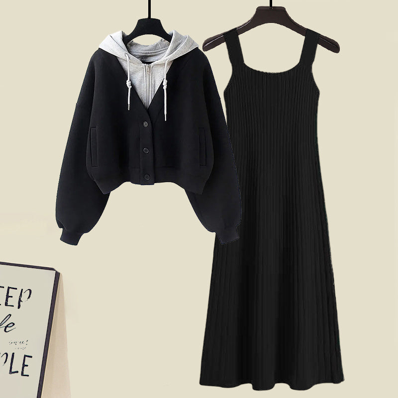 Dress Colorblock Hoodie Slip Knit