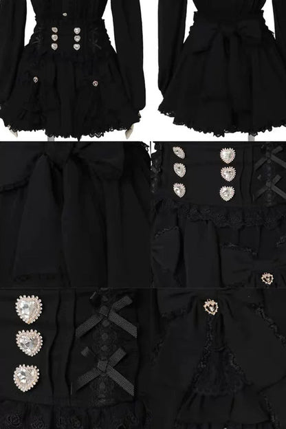 Plaid Ruffled Bow Gothic Japanese Lolita Skirt Three Colors
