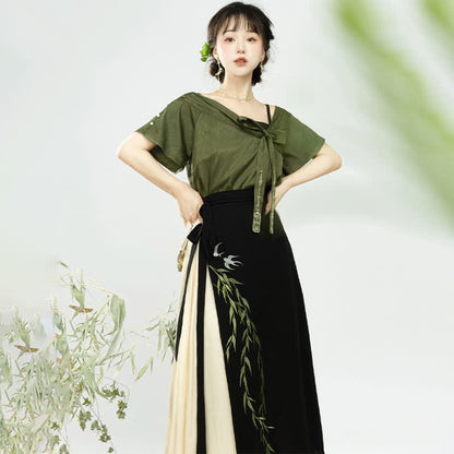 Skirt T-Shirt Salix Top Embroidery Vintage Cami Leaves