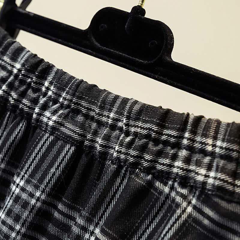 Skirt Tulle Plaid Shirt Button Front