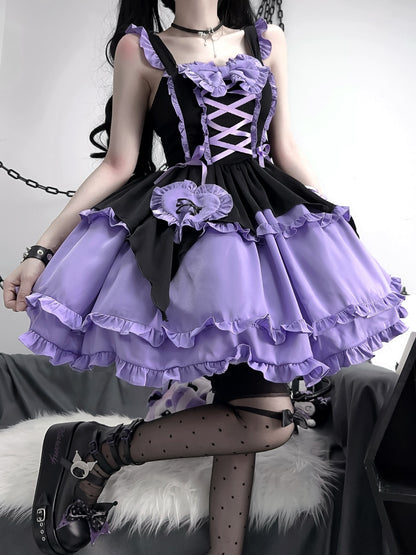 Emma Witchy Black and Purple Perfect Dress Cute ON808