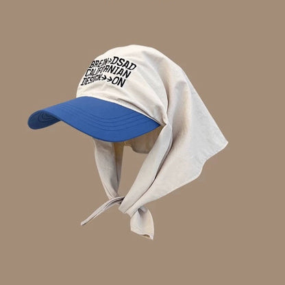 Lettering Embroidered Head Scarf with Brim