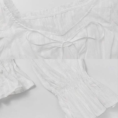 Set Sleeve Denim Puff Shirt Flared Pink Pants